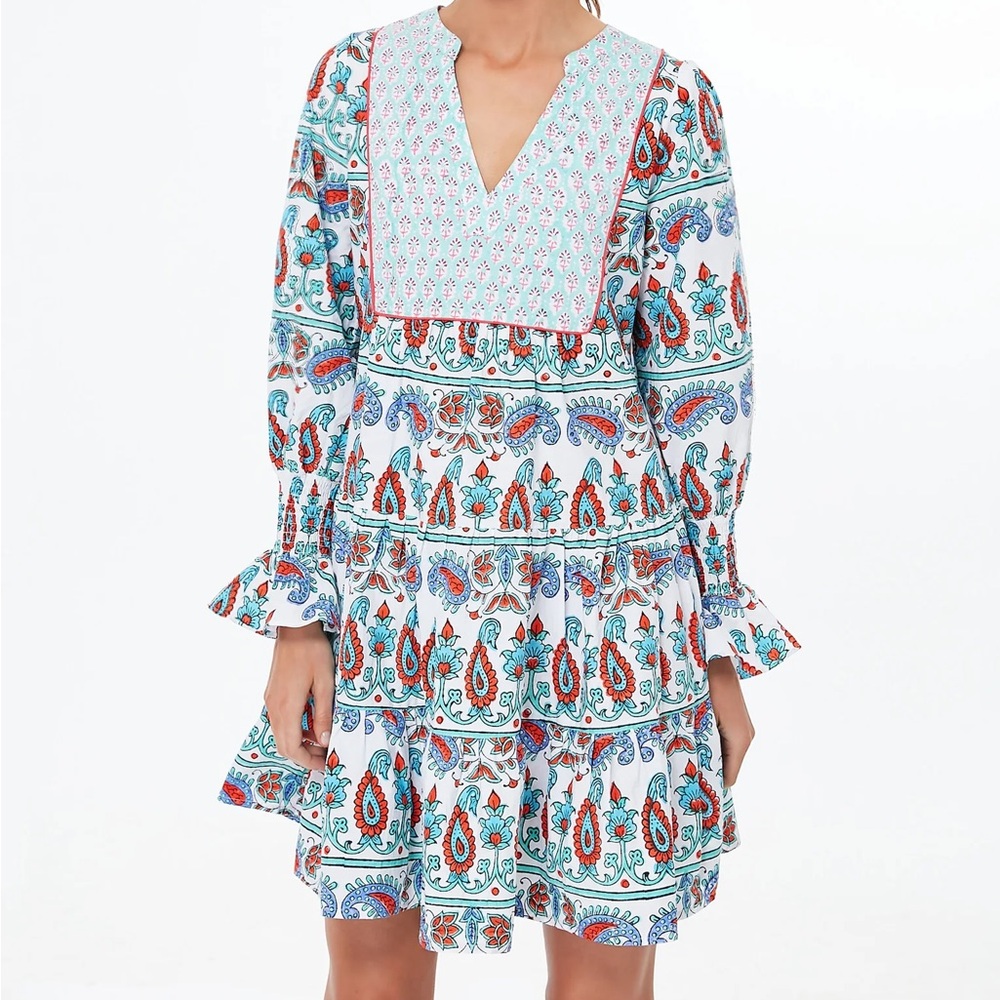 Tuckernuck Teal and Seagrass Block Print Kenzo Dress